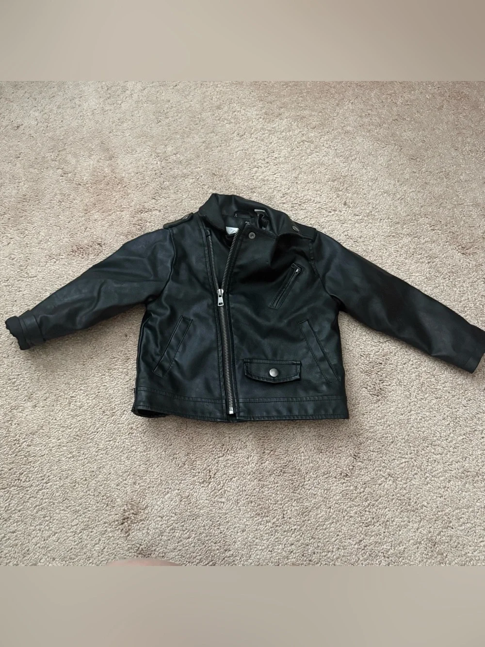 2T Zara Kids Black Faux Leather Moto Jacket
